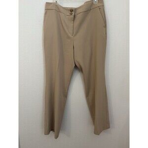 Talbots  Size 14P Tan Beige Straight Pants Pockets Career Lined Italy Trousers